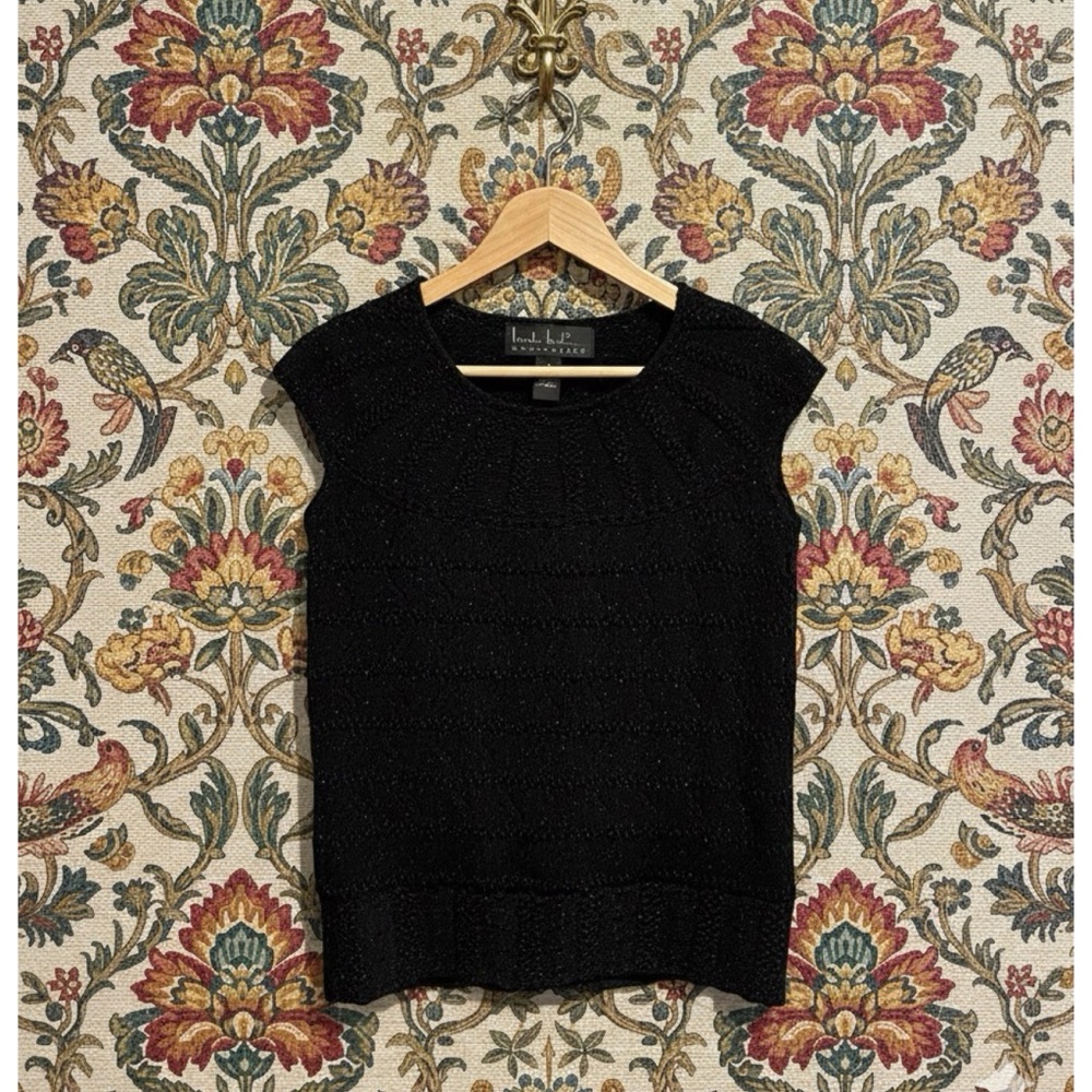 Nicole Miller Black Knit Metallic Top Small